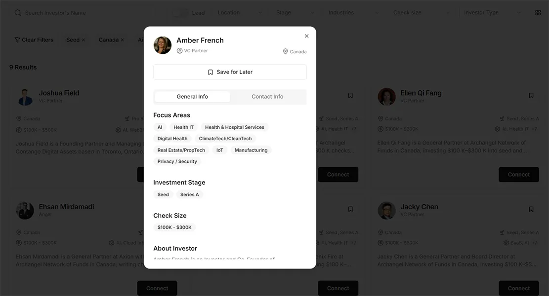 Investor Discovery card